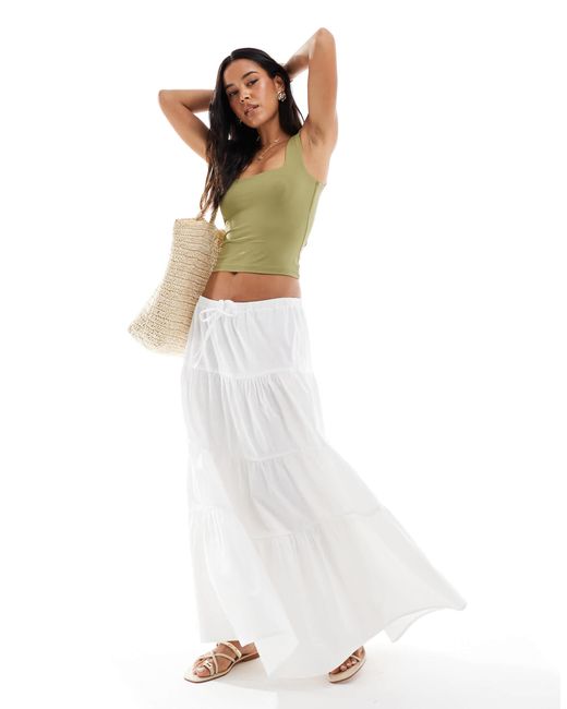 Miss Selfridge White Tiered Maxi Skirt