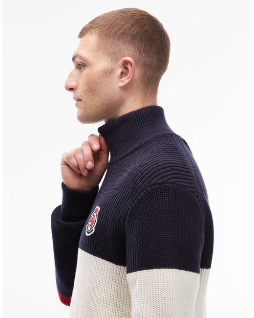 Tommy Hilfiger Blue Crest Colorblock Zip Up Fleece for men