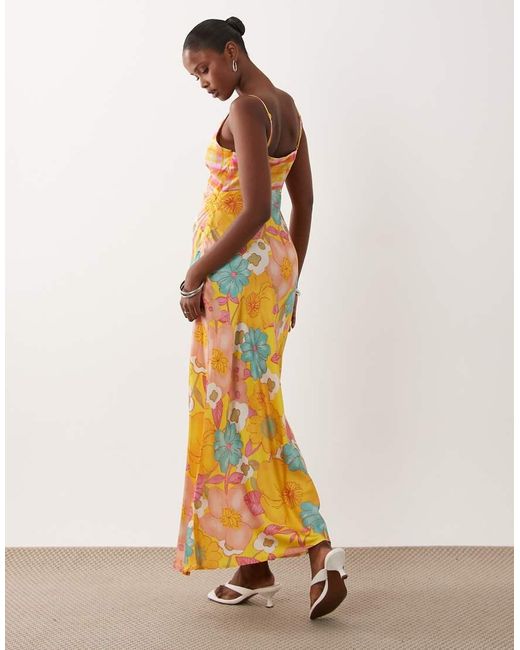 Never Fully Dressed Orange Imogen Satin Cami Biase Maxi Dress