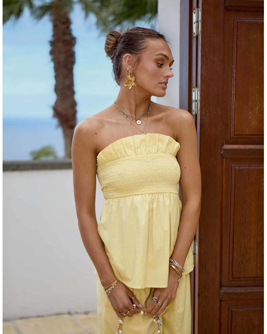 South Beach Yellow X Misha Grimes Ruffle Bandeau Beach Top Co-Ord