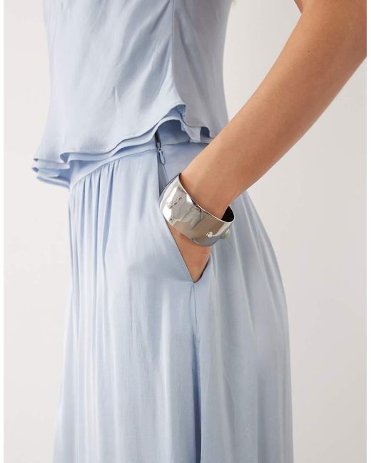 Mango Blue Azur Flowy Wide Leg Pants