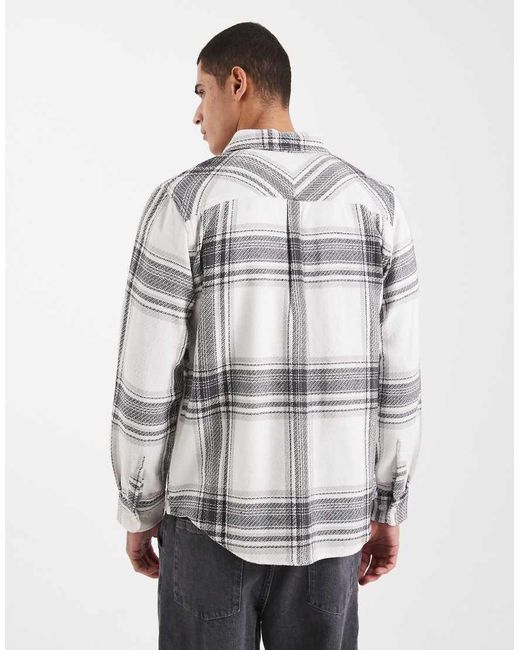 Camisa Negra Y Blanca A Cuadros De Manga Larga Con Logo De Parlez de hombre de color Gray