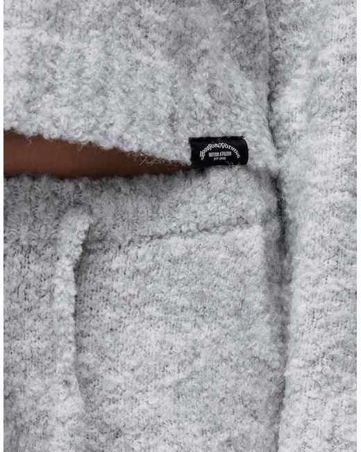 Good For Nothing Gray Cropped Bouclé Knitted Hoodie