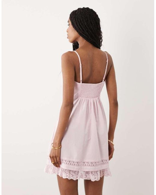 Miss Selfridge Pink Cami Lace Detail Mini Dress
