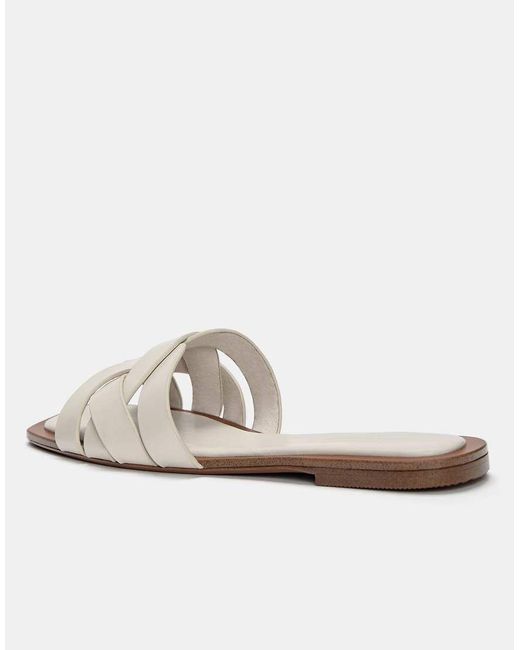 Pull&Bear White Flat Crossover Slider Sandals