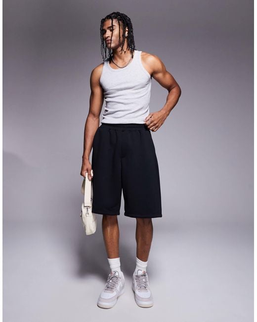 Bershka Blue Oversized Jersey Shorts for men