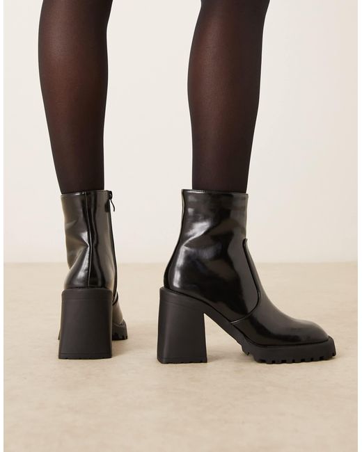Raid Black Sugar Block Heeled Ankle Boots
