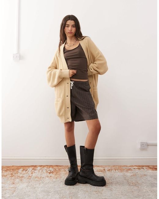 Monki Natural Oversized Longline Cardigan