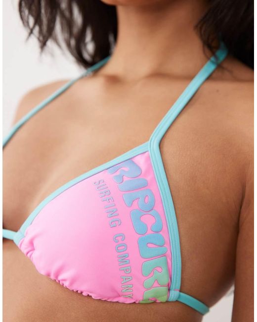 Rip Curl Pink Rip Curl Contrast Trim Triangle Bikini Top