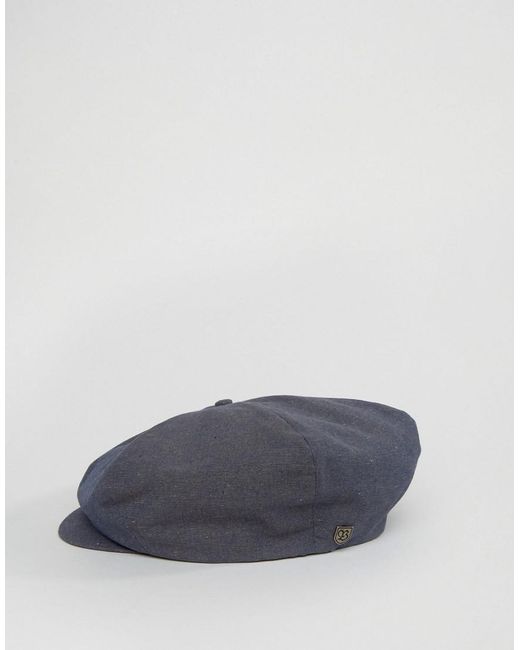 Brixton Cotton Ollie Flat Cap in Navy 