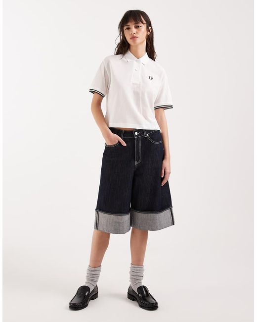 Fred Perry White Sheer Tipped Logo Polo Shirt