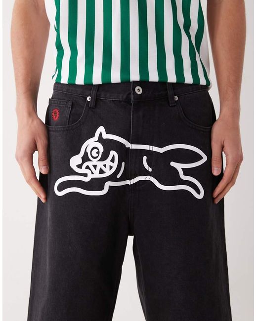 Pantalones Cortos Vaqueros Negros Running Dog De ICECREAM de hombre de color Black