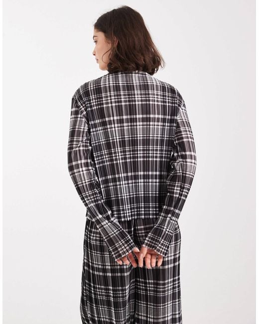 Object Gray Plisse Long Sleeve Top Co-ord