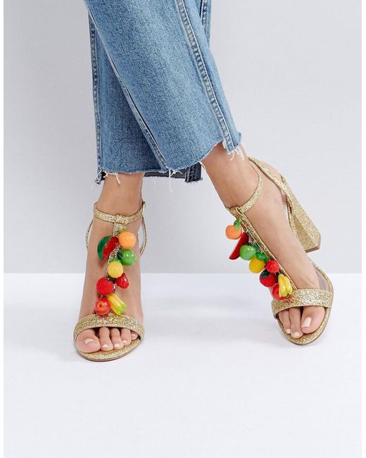 ASOS Metallic Happy Fruit Heeled Sandals