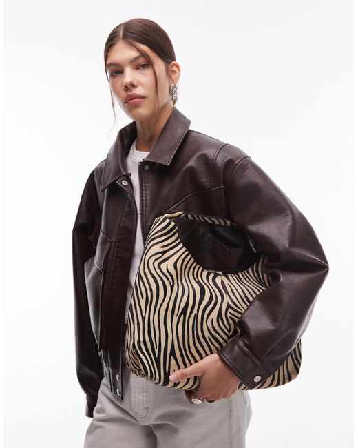 & Other Stories Gray – kleine tragetasche aus kuhfell-leder mit zebramuster