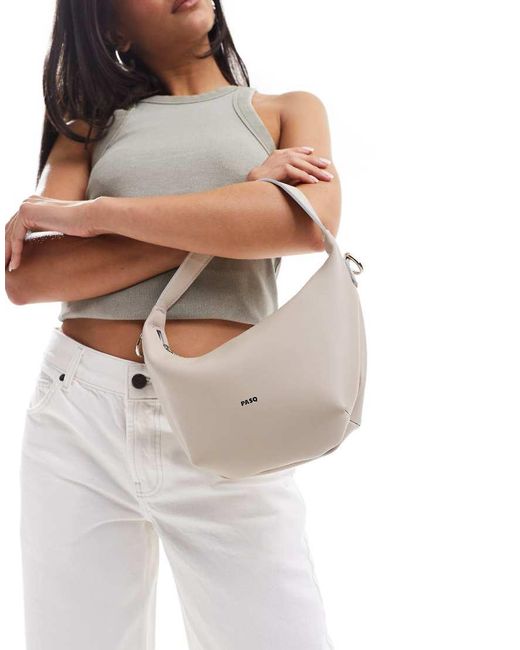 Bolso De Hombro Color Topo Con Diseño Semicircular Y Bandolera Desmontable De - Neutro PASQ de color Gray