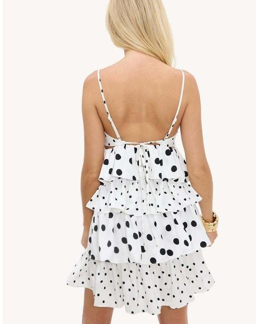 Loavies White Starlit Shores Mini Dress With Polka Dots