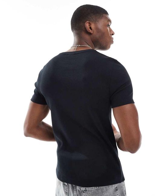 T-Shirt Basic Attillata Nera A Coste di ASOS in Blue da Uomo