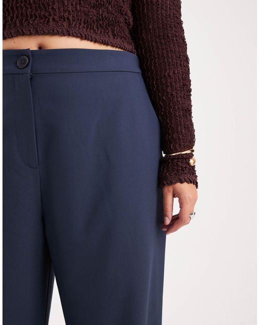 ASOS Blue Asos Design Curve Tailored Relaxed Straight Leg Trousers