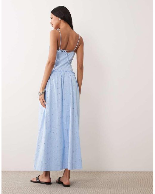 ASOS Blue Eyelet Cami Maxi Dress
