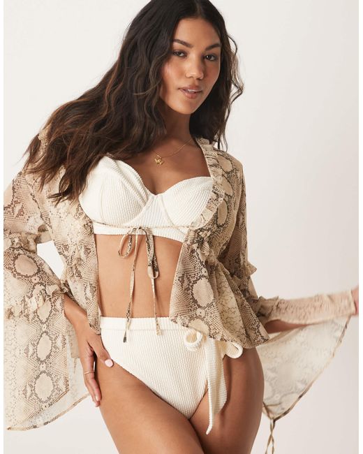 Peek & Beau Brown High Waist Bikini Bottom With Bow Detail