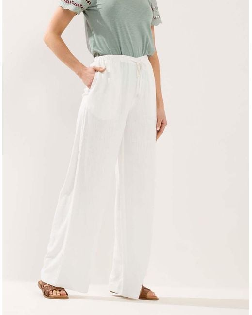 Long Tall Sally White Wide Leg Linen Trousers