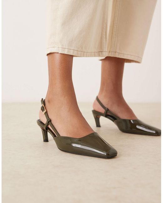ASOS Natural Shadow Chisel Toe Slingback Mid Heel Shoes