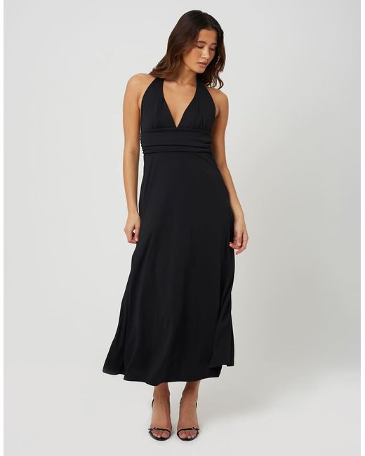 Brave Soul Black Jersey Halterneck Midi Dress