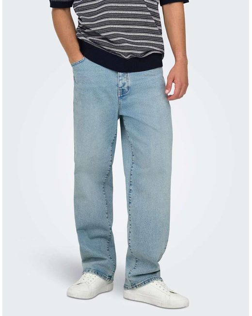 Only & Sons Blue Loose-Fit Jeans for men