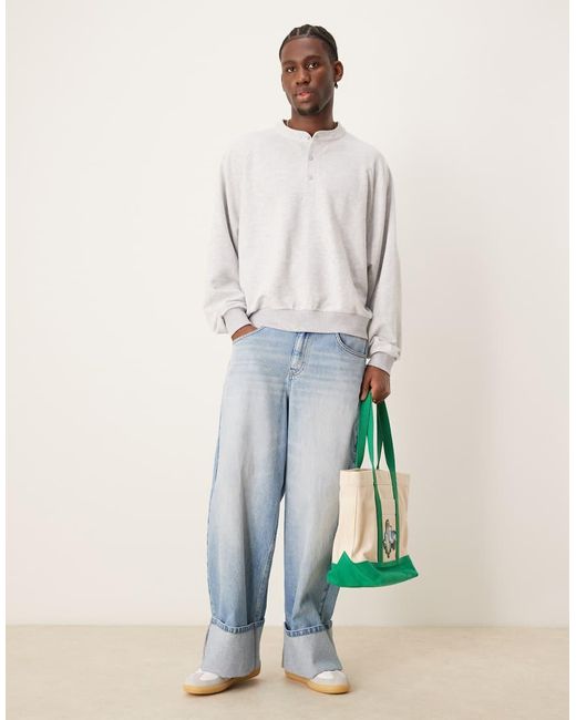 Felpa Super Oversize Squadrata Mélange Con Scollo Serafino di ASOS in White da Uomo