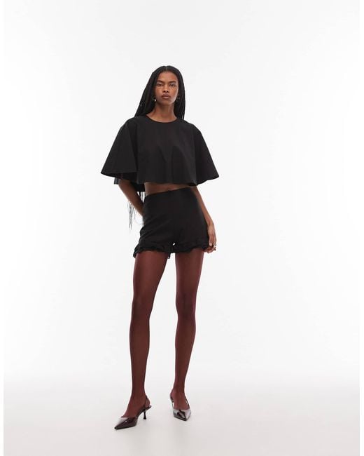 ASOS Black Clean Cape Layer Crop Top