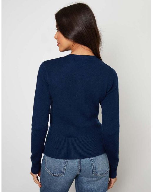 Threadbare Blue Crew Neck Compact Knitted Cardigan