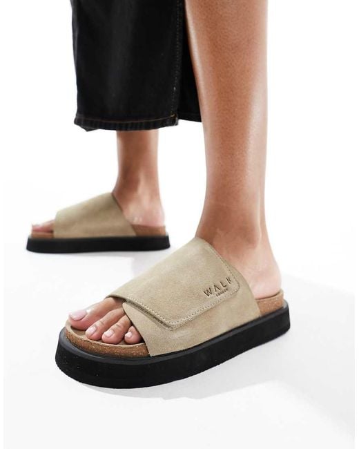 Walk London Black Barca Velcro Mule