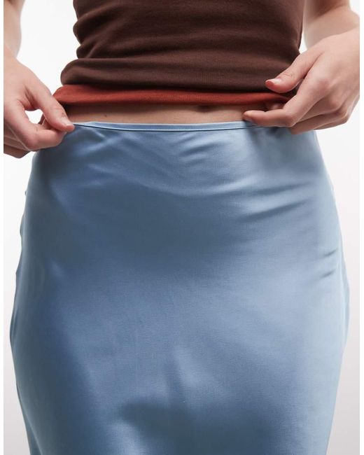 Reclaimed Vintage Blue Asymmetric Skirt With Lace