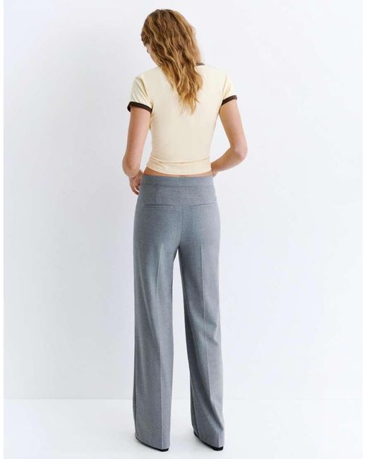 Pull&Bear Gray High Waist Smart Trousers