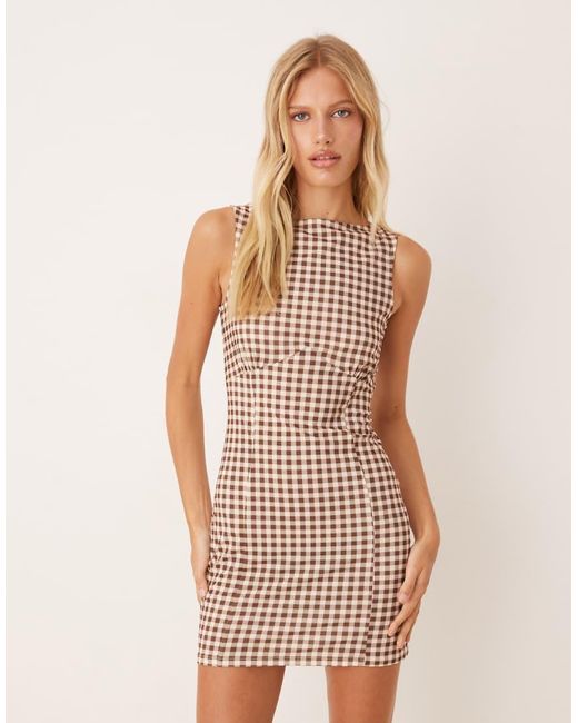 ASOS Natural Sleeveless Fitted Mini Dress