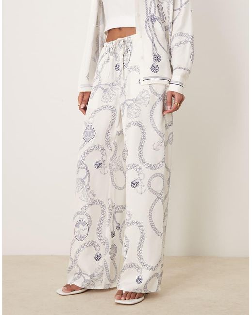 Pantalones Blanco Hueso De Pernera Ancha Con Estampado De Cadena Y Cordón Ajustable De (Parte De Un Conjunto) Gant de color Natural