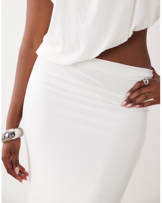 Missy Empire White Missy Empire Slinky Column Maxi Skirt