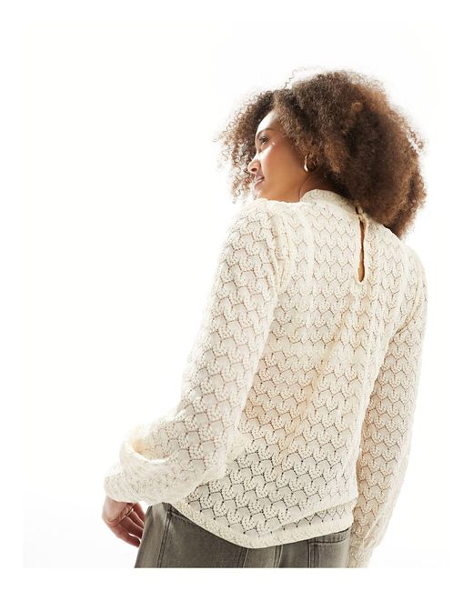 Jdy White Long Sleeve Lace Top