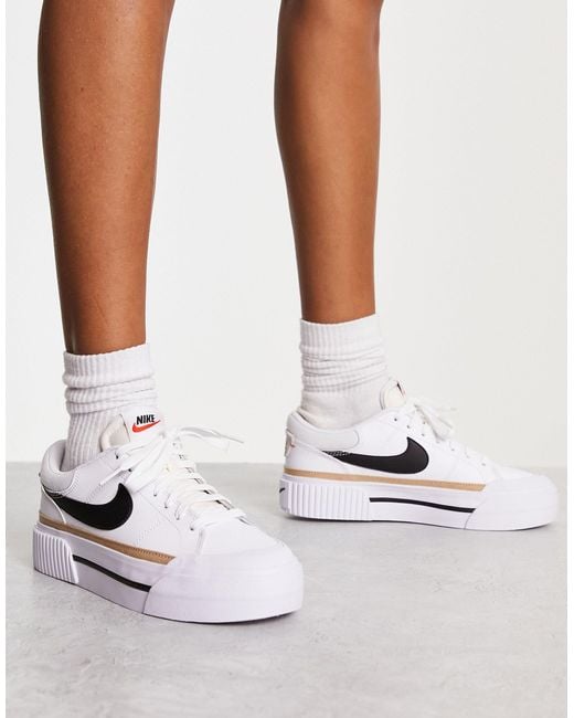 NIKE Court Legacy Lift Womens Shoes - WHITE/GOLD