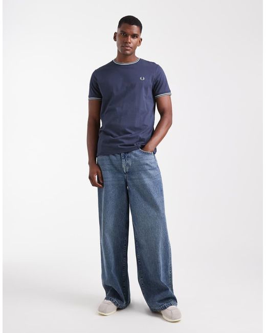Fred Perry Blue Twin Tipped T-Shirt for men