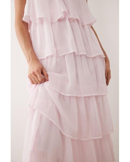 Vila Pink Tiered Ruffle Cami Maxi Dress
