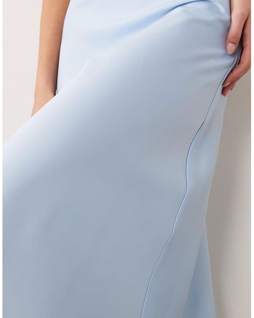 Y.A.S Blue Satin Midi Skirt