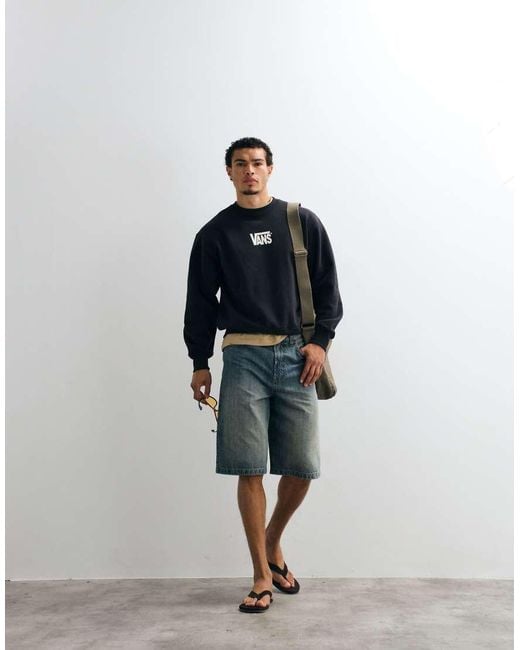 Vans Blue Stretch Logo Crew Sweatshirt for men