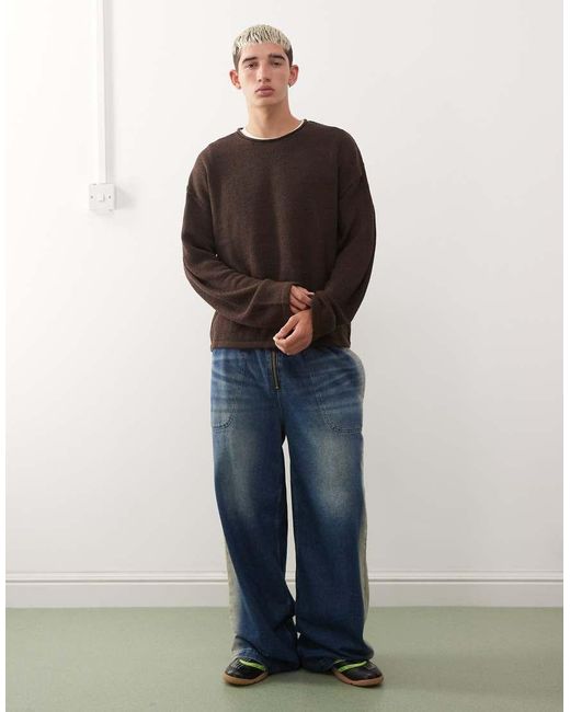 Collusion Multicolor Slouchy Oversized Fine Knitted Jumper for men