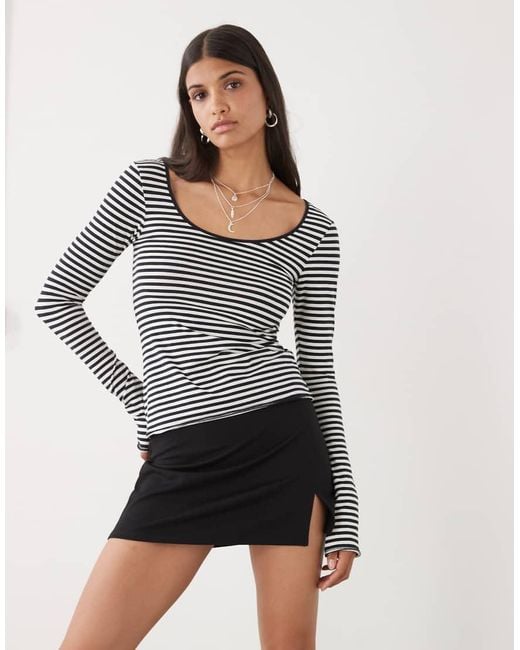 Monki Blue Jersey Mini Skirt With Front Split