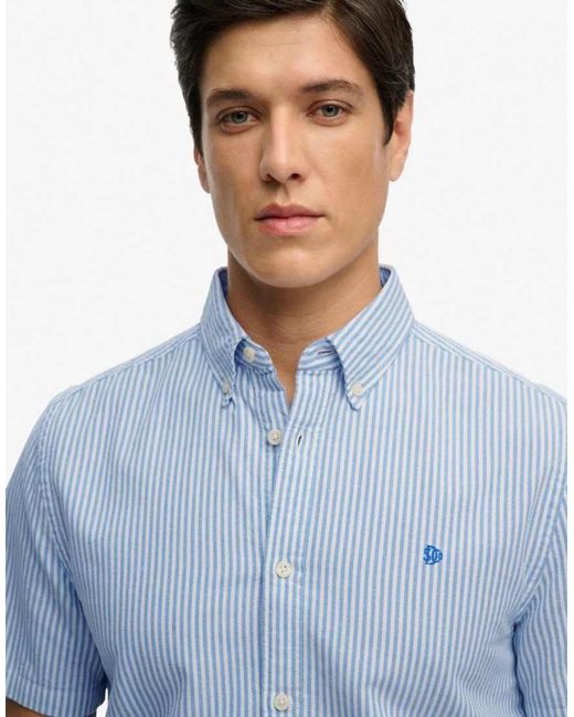Superdry Blue Preppy Oxford Short Sleeve Shirt for men
