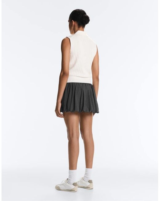 Oysho White Sleeveless Open Knit Jumper