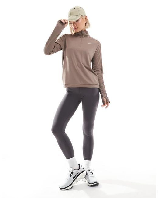 Nike Brown Pacer Dri-Fit Half Zip Long Sleeve Top