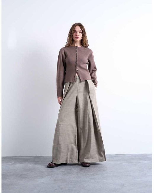 TOPSHOP White Premium Wrap Around Extreme Wide Leg Tailored Pants